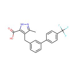 Cc1n[nH]c(C(=O)O)c1Cc1cccc(-c2ccc(C(F)(F)F)cc2)c1 ZINC000095552651