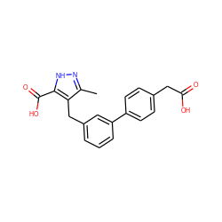 Cc1n[nH]c(C(=O)O)c1Cc1cccc(-c2ccc(CC(=O)O)cc2)c1 ZINC000095555636