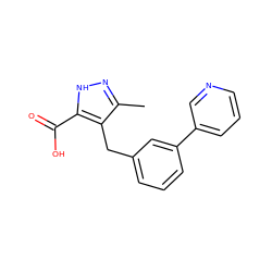 Cc1n[nH]c(C(=O)O)c1Cc1cccc(-c2cccnc2)c1 ZINC000095552266