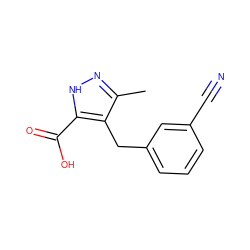 Cc1n[nH]c(C(=O)O)c1Cc1cccc(C#N)c1 ZINC000095554207