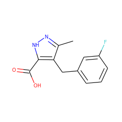 Cc1n[nH]c(C(=O)O)c1Cc1cccc(F)c1 ZINC000084039752