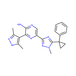 Cc1n[nH]c(C)c1-c1nc(-c2nc(C3(c4ccccc4)CC3)n(C)n2)cnc1N ZINC001772573931