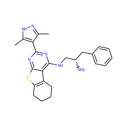 Cc1n[nH]c(C)c1-c1nc(NC[C@@H](N)Cc2ccccc2)c2c3c(sc2n1)CCCC3 ZINC000223691572