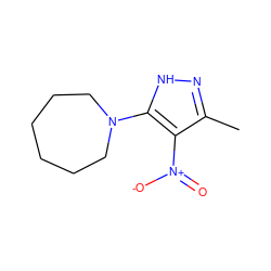 Cc1n[nH]c(N2CCCCCC2)c1[N+](=O)[O-] ZINC000004060231