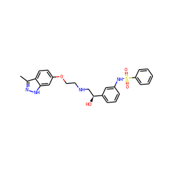 Cc1n[nH]c2cc(OCCNC[C@H](O)c3cccc(NS(=O)(=O)c4ccccc4)c3)ccc12 ZINC000113259523