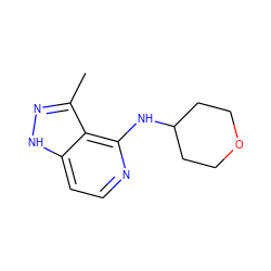 Cc1n[nH]c2ccnc(NC3CCOCC3)c12 ZINC000113787051