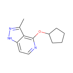 Cc1n[nH]c2ccnc(OC3CCCC3)c12 ZINC000095573640