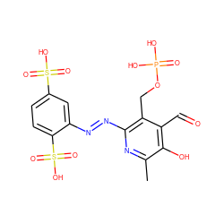 Cc1nc(/N=N/c2cc(S(=O)(=O)O)ccc2S(=O)(=O)O)c(COP(=O)(O)O)c(C=O)c1O ZINC000003995672