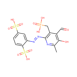 Cc1nc(/N=N/c2cc(S(=O)(=O)O)ccc2S(=O)(=O)O)c(CP(=O)(O)O)c(C=O)c1O ZINC000013861572