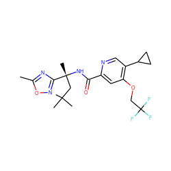 Cc1nc([C@@](C)(CC(C)(C)C)NC(=O)c2cc(OCC(F)(F)F)c(C3CC3)cn2)no1 ZINC000146313022