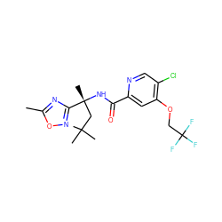 Cc1nc([C@@](C)(CC(C)(C)C)NC(=O)c2cc(OCC(F)(F)F)c(Cl)cn2)no1 ZINC000149224822