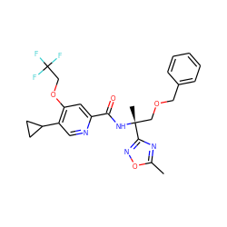 Cc1nc([C@@](C)(COCc2ccccc2)NC(=O)c2cc(OCC(F)(F)F)c(C3CC3)cn2)no1 ZINC000146379042