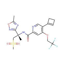 Cc1nc([C@@](C)(CS(C)(=O)=O)NC(=O)c2cc(OCC(F)(F)F)c(C3=CCC3)cn2)no1 ZINC000146511555