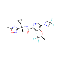 Cc1nc([C@@](C)(NC(=O)c2cc(O[C@@H](C)C(F)(F)F)c(N3CC(F)(F)C3)cn2)C2CC2)no1 ZINC000146283701