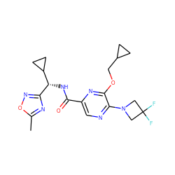 Cc1nc([C@@H](NC(=O)c2cnc(N3CC(F)(F)C3)c(OCC3CC3)n2)C2CC2)no1 ZINC000207371488