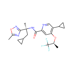 Cc1nc([C@](C)(CC2CC2)NC(=O)c2cc(O[C@@H](C)C(F)(F)F)c(C3CC3)cn2)no1 ZINC000149230266