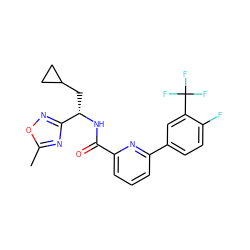 Cc1nc([C@H](CC2CC2)NC(=O)c2cccc(-c3ccc(F)c(C(F)(F)F)c3)n2)no1 ZINC000207741422