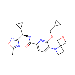 Cc1nc([C@H](NC(=O)c2ccc(N3CCC34COC4)c(OCC3CC3)n2)C2CC2)no1 ZINC000207736551