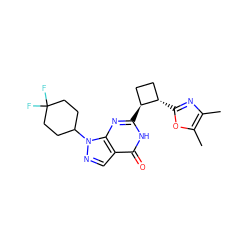 Cc1nc([C@H]2CC[C@@H]2c2nc3c(cnn3C3CCC(F)(F)CC3)c(=O)[nH]2)oc1C ZINC000145055789