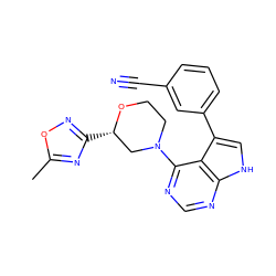 Cc1nc([C@H]2CN(c3ncnc4[nH]cc(-c5cccc(C#N)c5)c34)CCO2)no1 ZINC000224867208