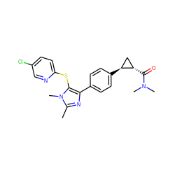 Cc1nc(-c2ccc([C@H]3C[C@@H]3C(=O)N(C)C)cc2)c(Sc2ccc(Cl)cn2)n1C ZINC000096270413