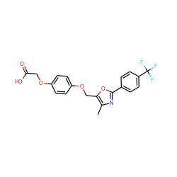 Cc1nc(-c2ccc(C(F)(F)F)cc2)oc1COc1ccc(OCC(=O)O)cc1 ZINC000013489477