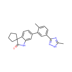 Cc1nc(-c2ccc(C)c(-c3ccc4c(c3)NC(=O)C43CCCC3)c2)n[nH]1 ZINC000073196955