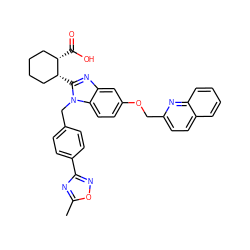 Cc1nc(-c2ccc(Cn3c([C@@H]4CCCC[C@@H]4C(=O)O)nc4cc(OCc5ccc6ccccc6n5)ccc43)cc2)no1 ZINC000220523156