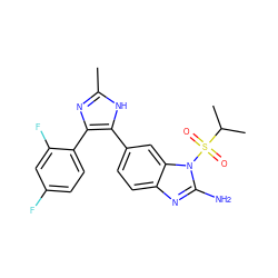 Cc1nc(-c2ccc(F)cc2F)c(-c2ccc3nc(N)n(S(=O)(=O)C(C)C)c3c2)[nH]1 ZINC000029130654