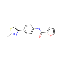 Cc1nc(-c2ccc(NC(=O)c3ccco3)cc2)cs1 ZINC000000146840