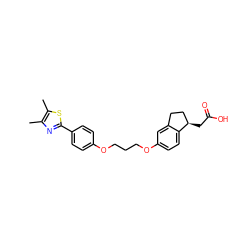 Cc1nc(-c2ccc(OCCCOc3ccc4c(c3)CC[C@H]4CC(=O)O)cc2)sc1C ZINC000014977135