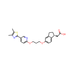 Cc1nc(-c2ccc(OCCCOc3ccc4c(c3)CC[C@H]4CC(=O)O)nc2)sc1C ZINC000028891666