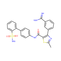 Cc1nc(-c2cccc(C(=N)N)c2)c(C(=O)Nc2ccc(-c3ccccc3S(N)(=O)=O)cc2)s1 ZINC000002006266