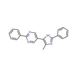 Cc1nc(-c2ccccc2)[nH]c1-c1cnc(-c2ccccc2)nc1 ZINC000118619463