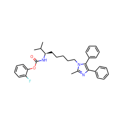 Cc1nc(-c2ccccc2)c(-c2ccccc2)n1CCCCC[C@@H](NC(=O)Oc1ccccc1F)C(C)C ZINC000028821688