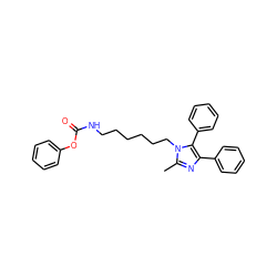 Cc1nc(-c2ccccc2)c(-c2ccccc2)n1CCCCCCNC(=O)Oc1ccccc1 ZINC000028821683