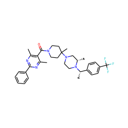 Cc1nc(-c2ccccc2)nc(C)c1C(=O)N1CCC(C)(N2CCN([C@@H](C)c3ccc(C(F)(F)F)cc3)[C@@H](C)C2)CC1 ZINC000027519433