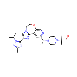 Cc1nc(-c2cn3c(n2)-c2cc([C@@H](C)N4CCN(C(C)(C)CO)CC4)ncc2OCC3)n(C(C)C)n1 ZINC000204423834