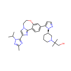 Cc1nc(-c2cn3c(n2)-c2ccc(-c4ccnn4[C@@H]4CCCN(C(C)(C)CO)C4)cc2OCC3)n(C(C)C)n1 ZINC000204419341