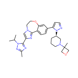 Cc1nc(-c2cn3c(n2)-c2ccc(-c4ccnn4[C@@H]4CCCN(C5(C)COC5)C4)cc2OCC3)n(C(C)C)n1 ZINC000204424833