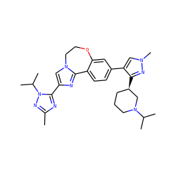 Cc1nc(-c2cn3c(n2)-c2ccc(-c4cn(C)nc4[C@@H]4CCCN(C(C)C)C4)cc2OCC3)n(C(C)C)n1 ZINC000204430336