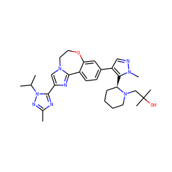 Cc1nc(-c2cn3c(n2)-c2ccc(-c4cnn(C)c4[C@@H]4CCCCN4CC(C)(C)O)cc2OCC3)n(C(C)C)n1 ZINC000204428231