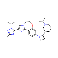 Cc1nc(-c2cn3c(n2)-c2ccc(N4CC[C@@H]4[C@@H]4CCCN(C(C)C)C4)cc2OCC3)n(C(C)C)n1 ZINC000204419938