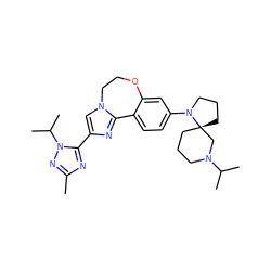 Cc1nc(-c2cn3c(n2)-c2ccc(N4CCC[C@@]45CCCN(C(C)C)C5)cc2OCC3)n(C(C)C)n1 ZINC000204428093