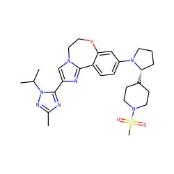 Cc1nc(-c2cn3c(n2)-c2ccc(N4CCC[C@@H]4C4CCN(S(C)(=O)=O)CC4)cc2OCC3)n(C(C)C)n1 ZINC000204427369