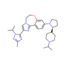 Cc1nc(-c2cn3c(n2)-c2ccc(N4CCC[C@H]4C4CCN(C(C)C)CC4)cc2OCC3)n(C(C)C)n1 ZINC000204427879