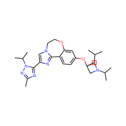 Cc1nc(-c2cn3c(n2)-c2ccc(OC4(CC(C)C)CN(C(C)C)C4)cc2OCC3)n(C(C)C)n1 ZINC000204419319