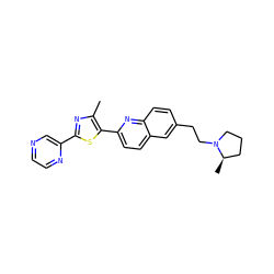 Cc1nc(-c2cnccn2)sc1-c1ccc2cc(CCN3CCC[C@H]3C)ccc2n1 ZINC000038216090