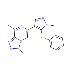 Cc1nc(-c2cnn(C)c2Oc2ccccc2)cn2c(C)nnc12 ZINC000209361035