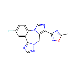 Cc1nc(-c2ncn3c2Cn2ncnc2-c2cc(F)ccc2-3)no1 ZINC000049000050